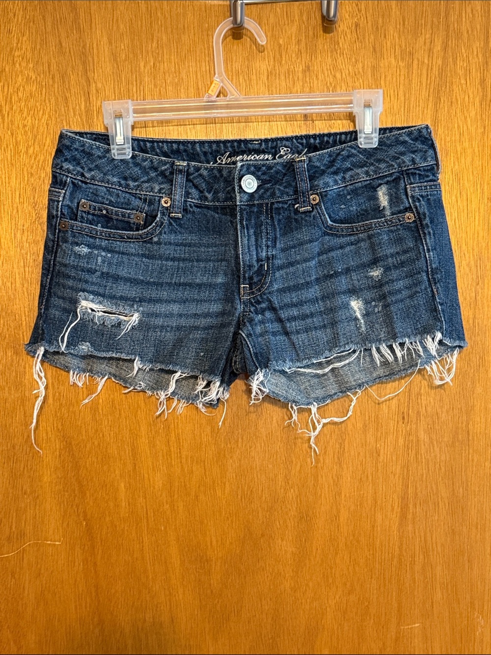 American Eagle Outfitters Dark Blue Distressed Denim Cutoff Shorts Like New Sz 6